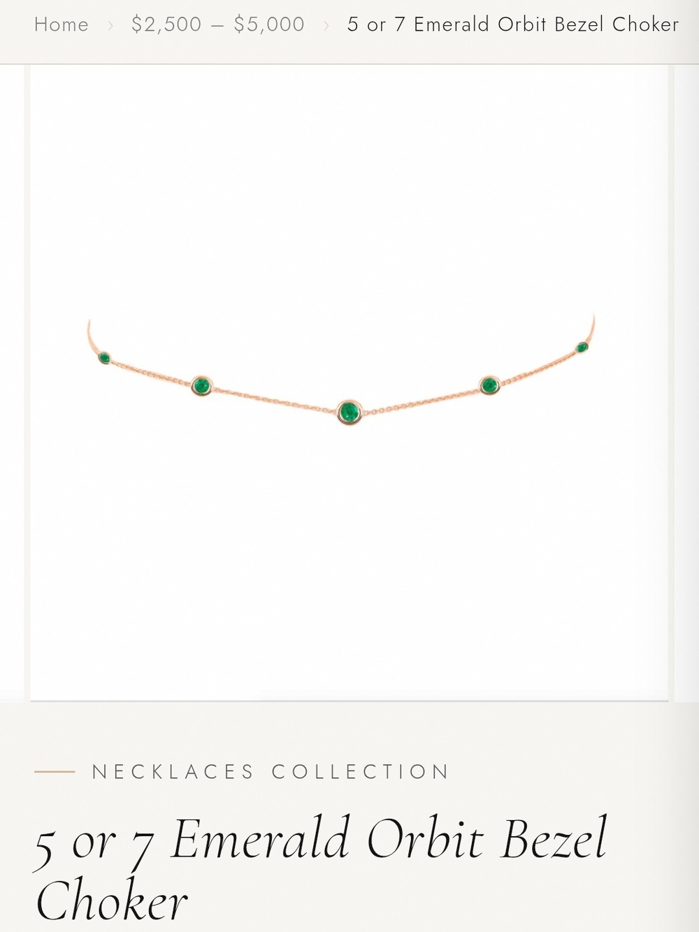 Logan Hollowell 5 Emerald Orbit Bezel Choker - Rose Gold and Emerald